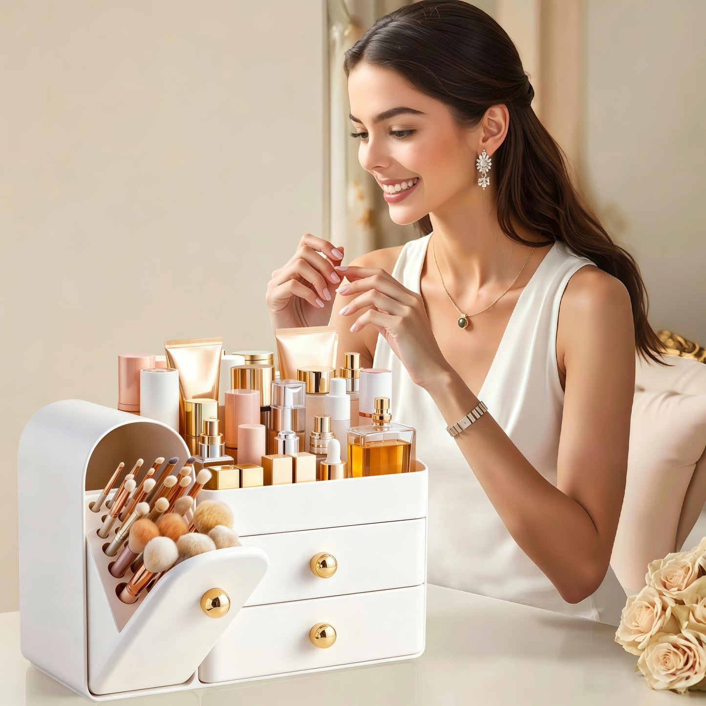 HBlife Makeup Organizer with Brush Holder for Vanity