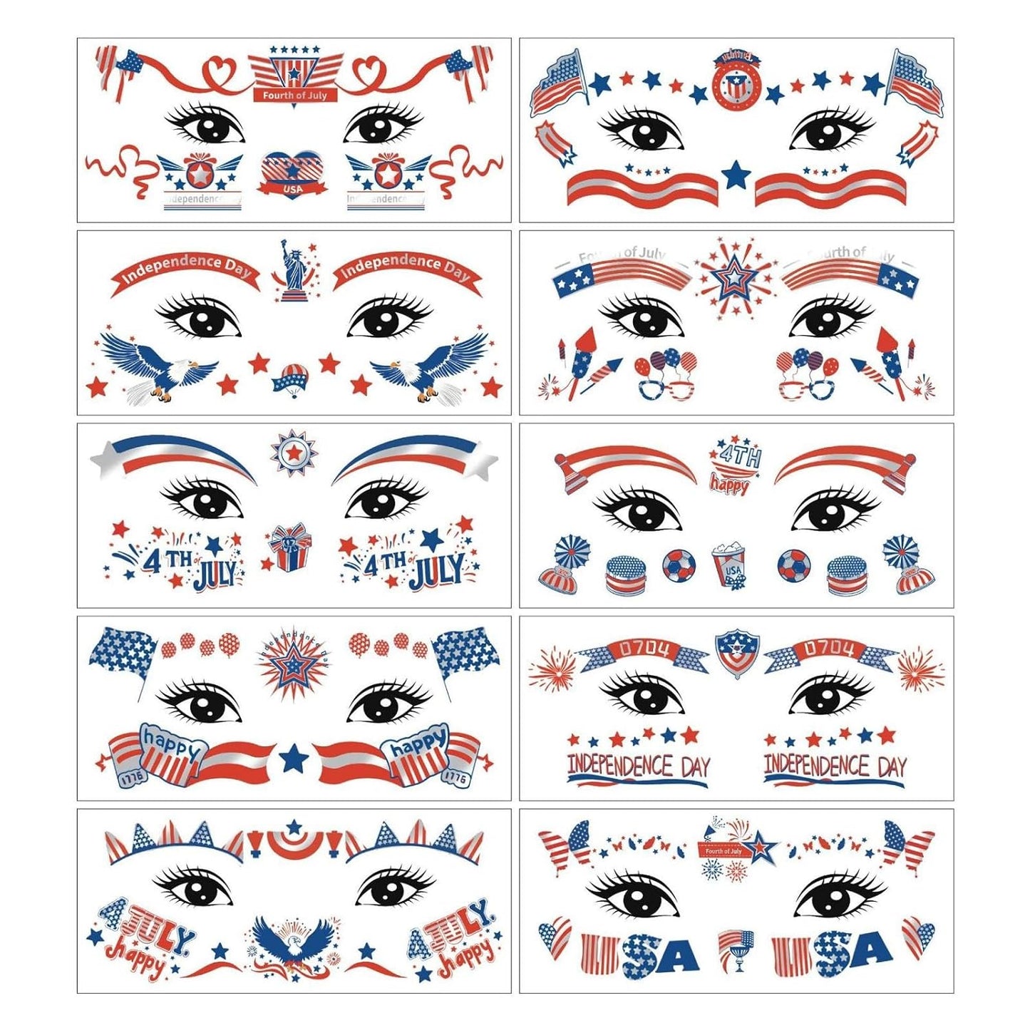 Soccer Temporary Tattoos - Waterproof Cartoon Face Stickers | 6 Fun Styles for Party Makeup