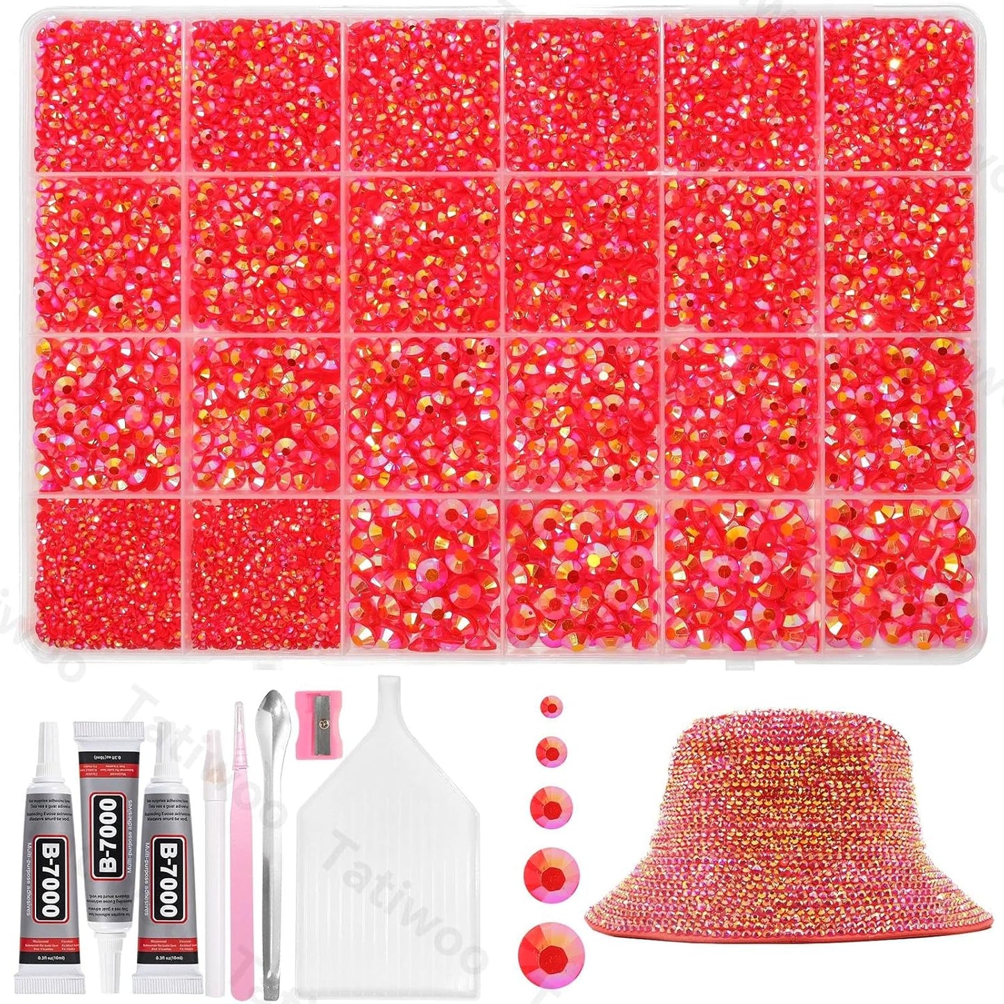 Light Pink Flatback Jelly Resin Rhinestones - 20000 Pcs Mix Sizes 2-6mm for Crafting & DIY Makeup Tumblers