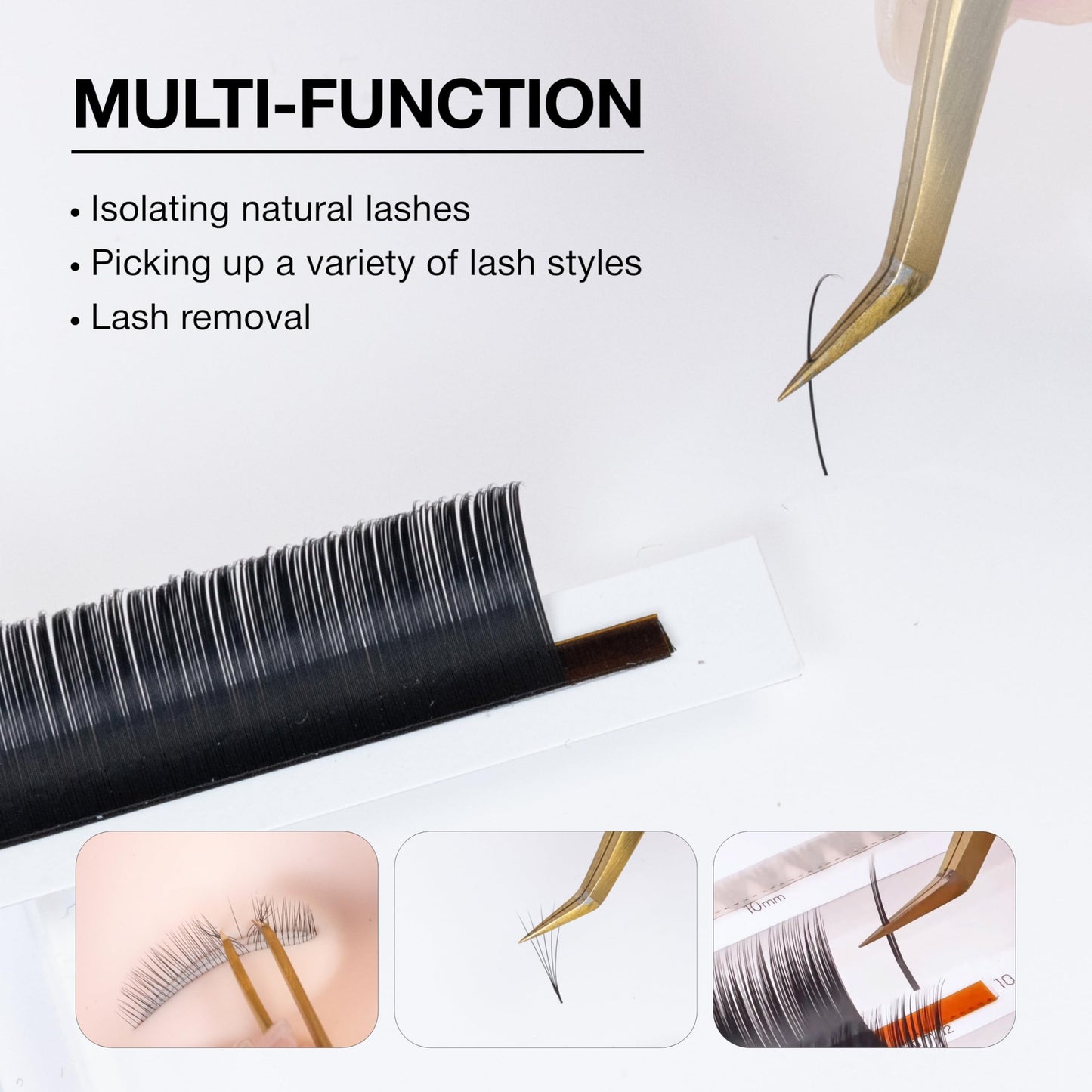 Curacoro Lash Tweezers for Eyelash Extensions - LashSmith 50° Short Tip Tweezer for Isolation, Fan Pickup & Multiple Lashing Techniques