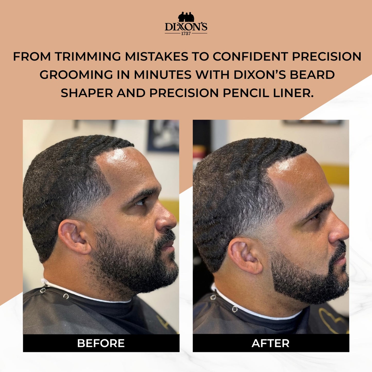 Dixon's 1737 Clear Line Pro Beard Shaper Tool for Men with Precision Liner Pencil, Transparent Beard Line Up Guide Template with Comb Edges Neckline and Cheek Line Trimming