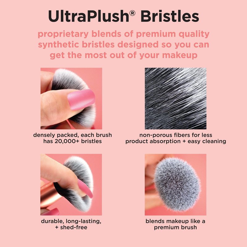 Real Techniques Merry Must-Haves Holiday Gift Set, 4 Piece Brush & Sponge Set for Foundation, Cheeks & Powder, Stocking Stuffer, Gift for Her, Cruelty-Free & Vegan