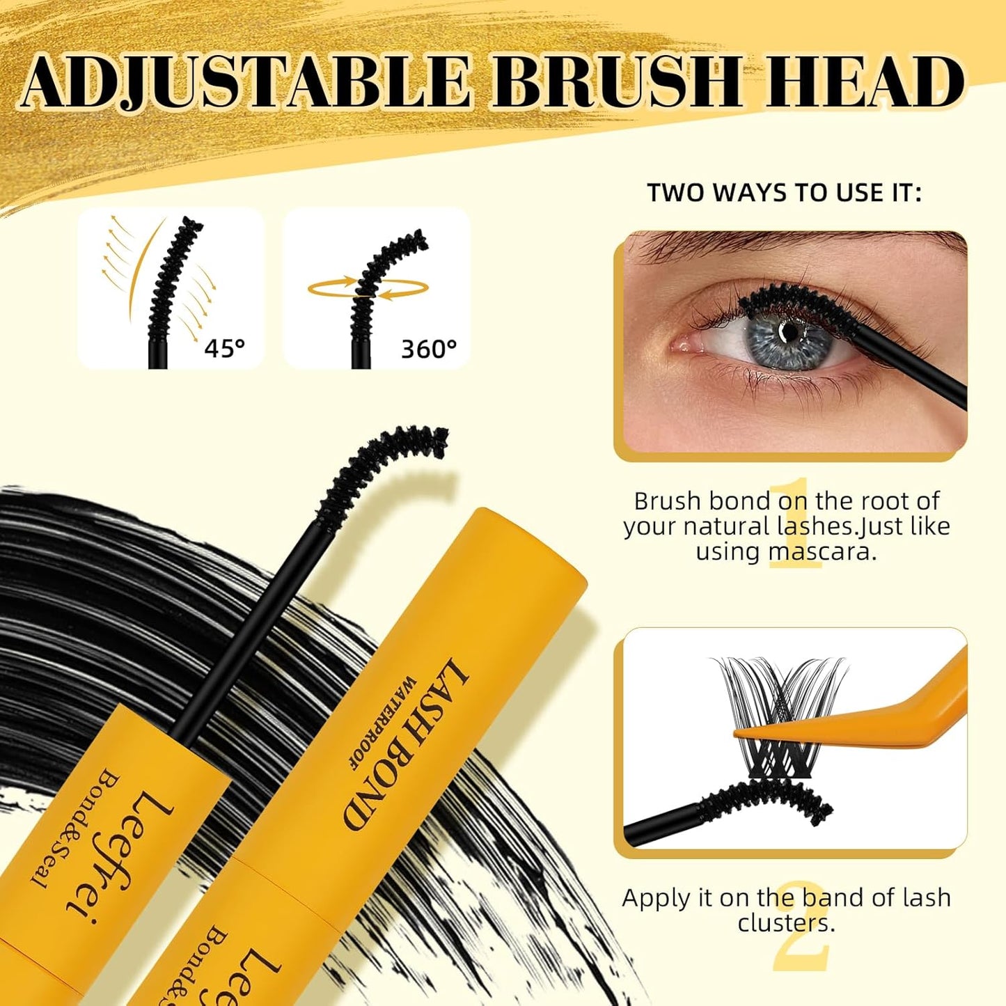 Lash Bond and Seal - 2-in-1 DIY Lash Glue for Cluster Lashes | Long-Lasting, Quick-Drying, Waterproof Adhesive