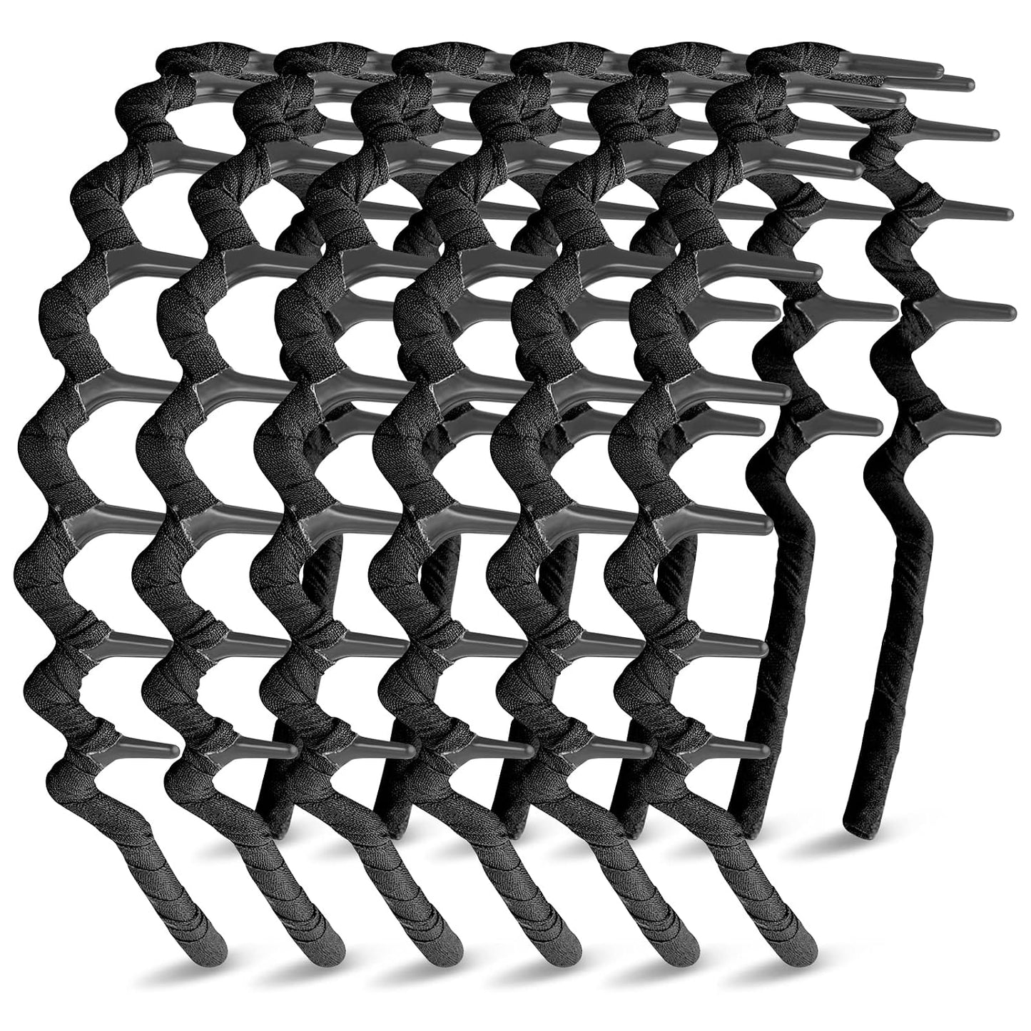 Zigzag Headbands for Women - 6-Pack Shark Tooth Comb Hairbands | Wrapped Cloth, Wave Shape, Adorable Patterns