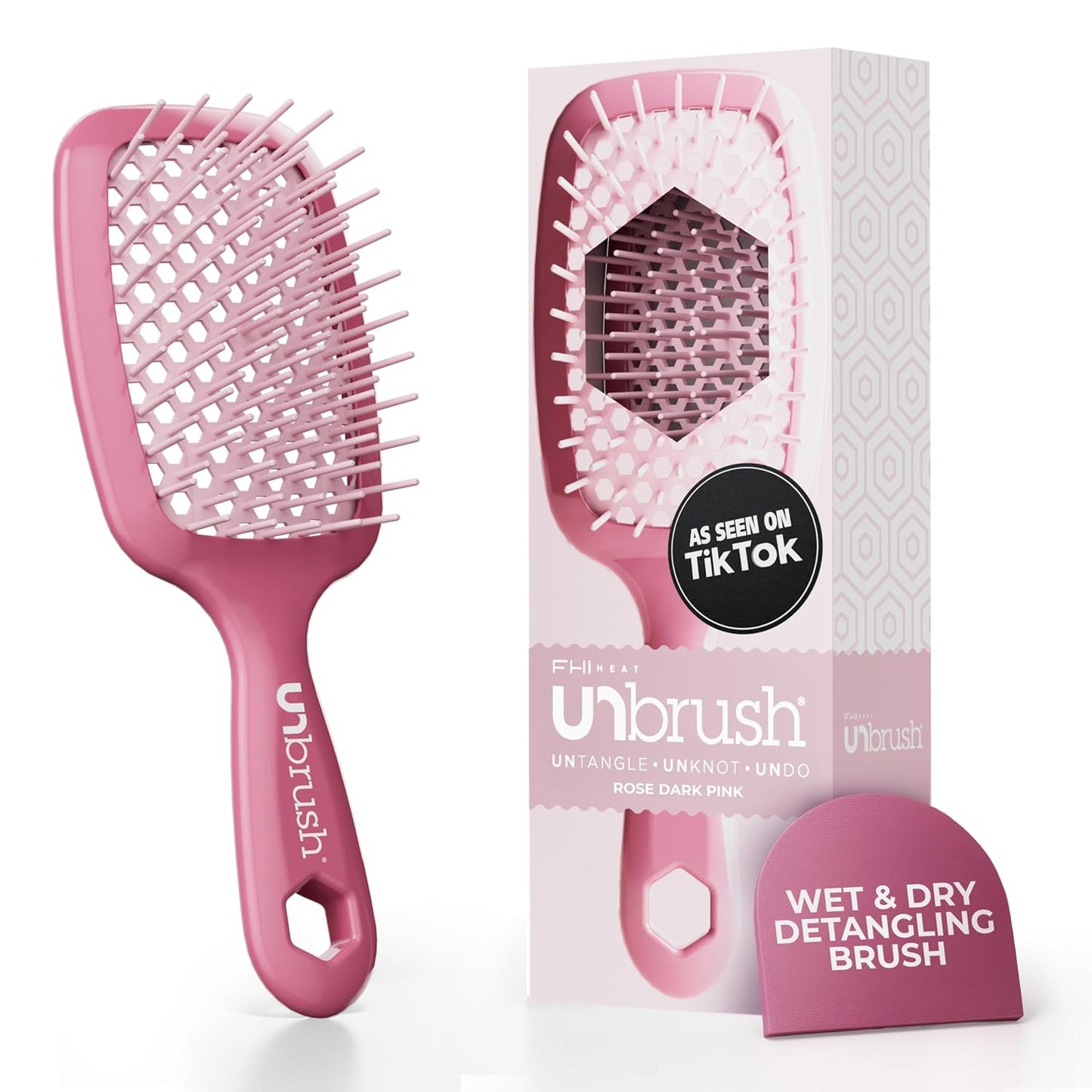 FHI Heat Detangling Brush - Pain-Free Brushing for Wet & Dry Hair | Durable DuoFlex Bristles, Lightweight, Cherry Blossom