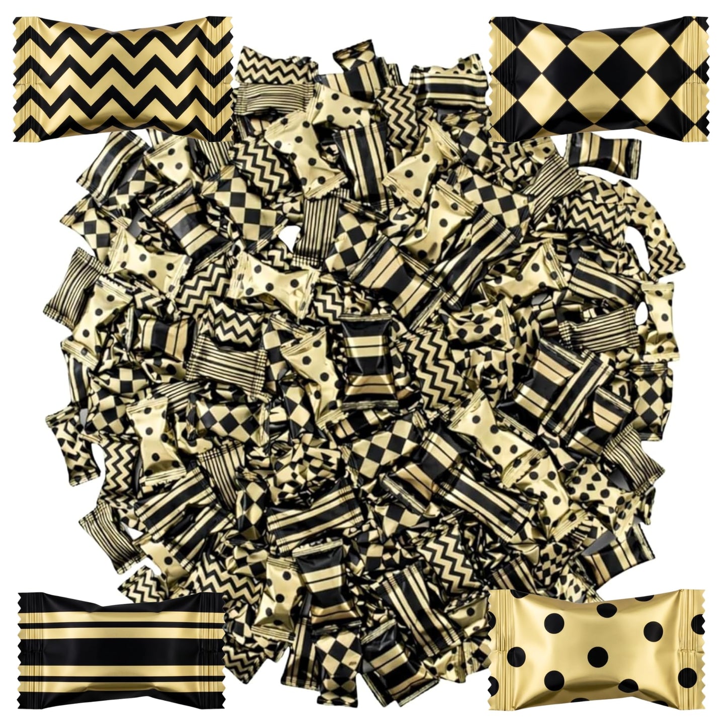 220pk Gold and Black Buttermints Individually Wrapped Bulk – Wedding Mints, Thank You Candy, Party Favors, Graduation, Retirement, New Years, Candy Buffet, Prom and Anniversary