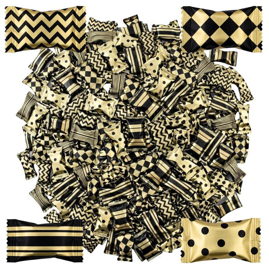 220pk Gold and Black Buttermints Individually Wrapped Bulk – Wedding Mints, Thank You Candy, Party Favors, Graduation, Retirement, New Years, Candy Buffet, Prom and Anniversary