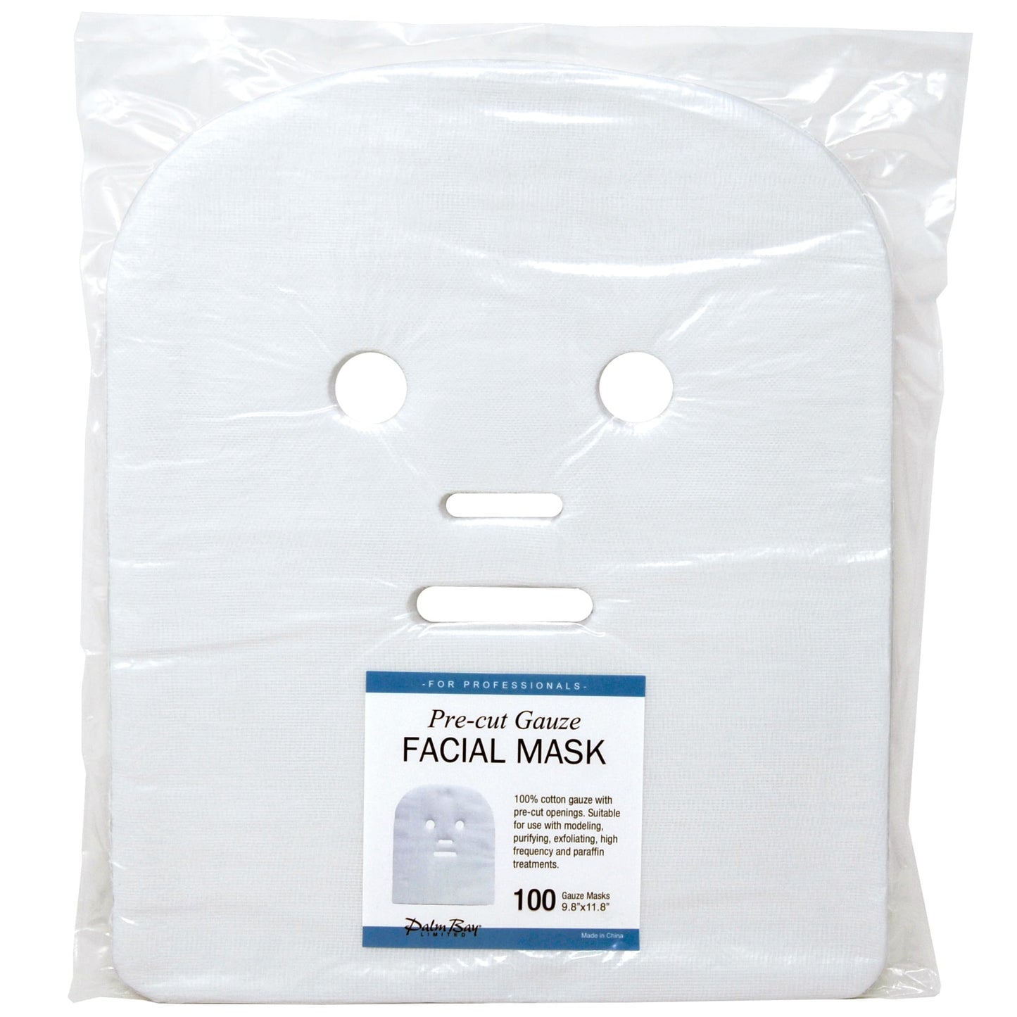 APPEARUS Pre-Cut Gauze Facial Masks – 100% Cotton, Breathable & Soft – Ideal for High Frequency, Mud, Clay, and Paraffin Treatments – Spa & Esthetician Use – 100 Count (DM101)