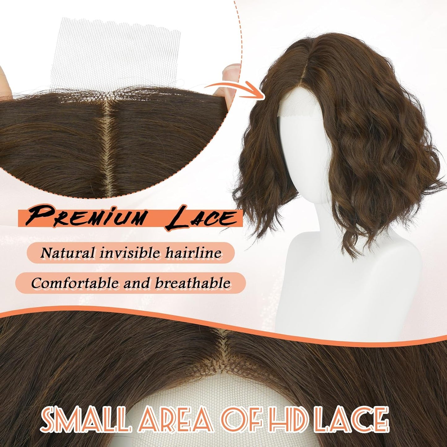 Blonde Bob Wig for Women - Lace Front Short Soft Wavy Curly Synthetic Hair | 11 Inch Natural Look