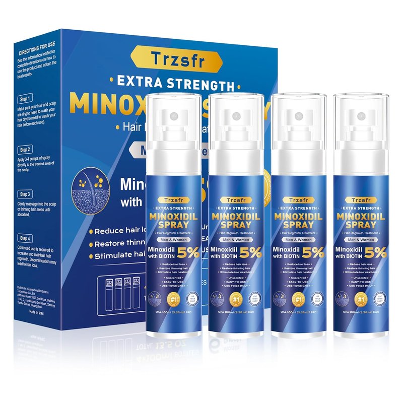 Minoxidil Hair Growth Serum for Men & Women - Extra Strength with Biotin | 6-Month Supply 4-Pack (14 fl oz)