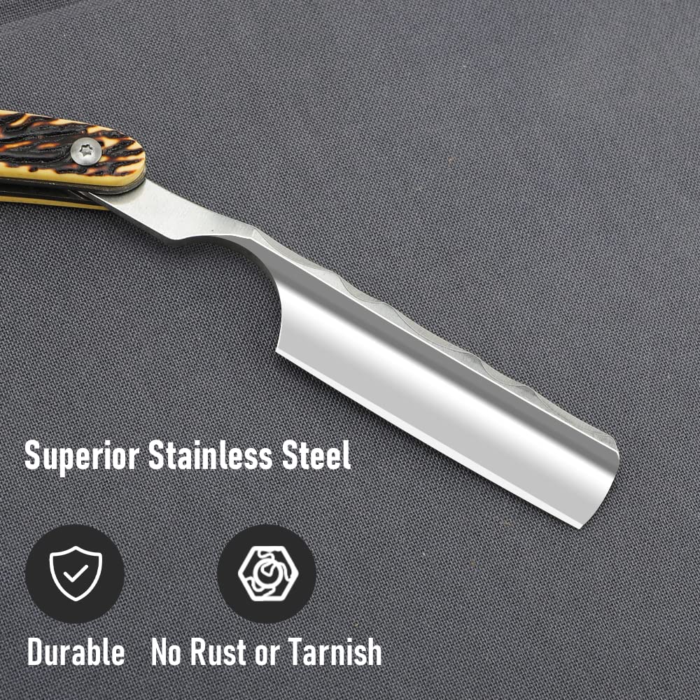 Straight Razor With Strope - Professional Straight Edge Barber Premium Stainless Steel Shaver With Shaving Strop for Men Home & Salon Grooming Using (NO.163)