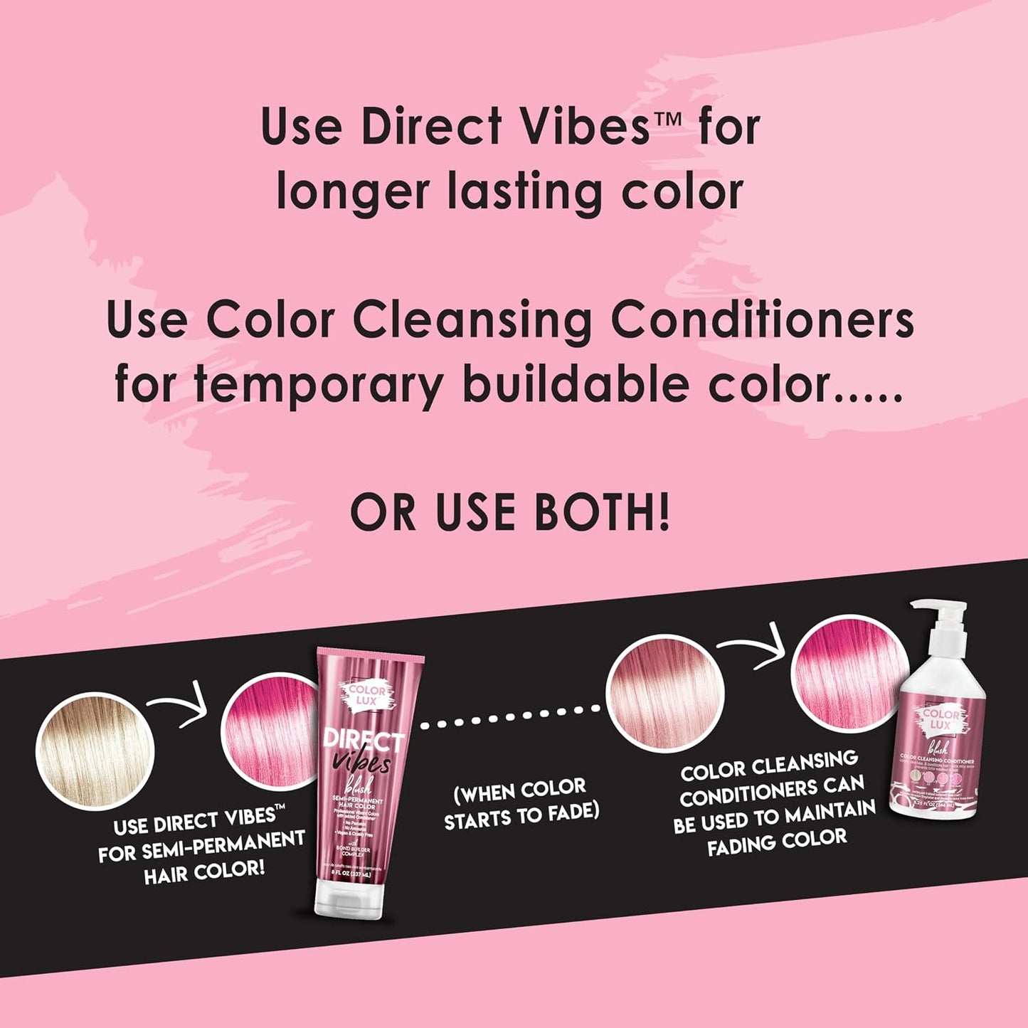 Color Lux Semi-Permanent Hair Color - Blush, Vibrant & Long-Lasting | Ammonia-Free, Vegan, 8 fl oz