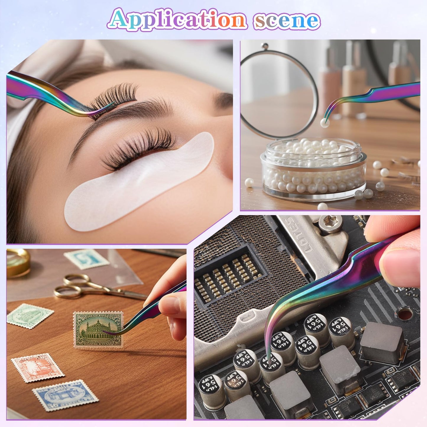 2PCS Craft Tweezers for Stickers, Sticker Tweezers, Precision Curved Tip Craft Tweezer for DIY Jewelry Making, Eyelash Extensions, Electronics, Laboratory Work
