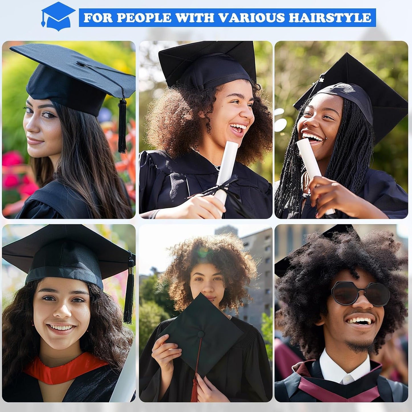 Graduation Cap Headband - Black Anti-Fall Hairband with Adhesive Insert | Essential Accessory for Students & Graduates