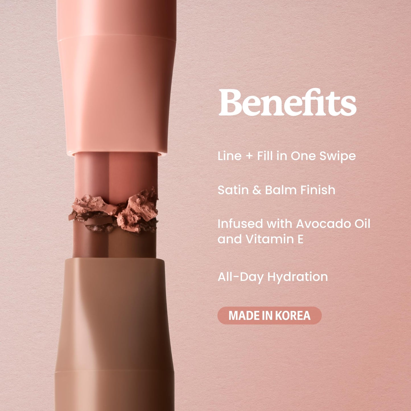 Sacheu DoubleDown Lip Definer, 2-in-1 Lip Liner & Balm — Hydrating Korean Makeup Lipstick with Pigmented, Buildable Color, Creamy Satin Finish, Avocado Oil, Rosehip Oil & Vitamin E (Coffee Break)