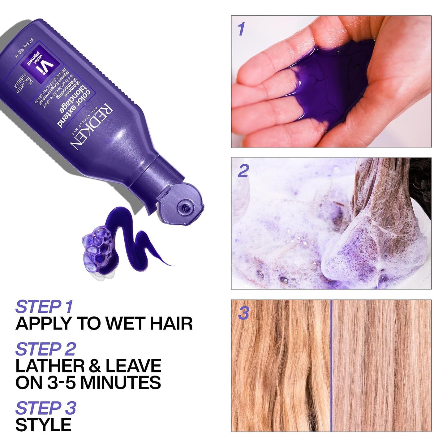 Redken Blondage Purple Shampoo - Neutralizes Brassy Tones for Blonde, Bleached & Highlighted Hair | Color Depositing, 10.1 oz