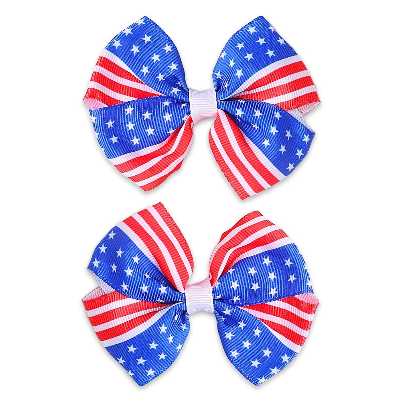 Doneace 4th of July Hair Clips USA Flag Hair Bows Alligator Clip for Baby Girls Patriotic Stars and Stripes Bow Hairpins Red White Blue Hair Accessories for Independence Day Memorial Day 2Pcs
