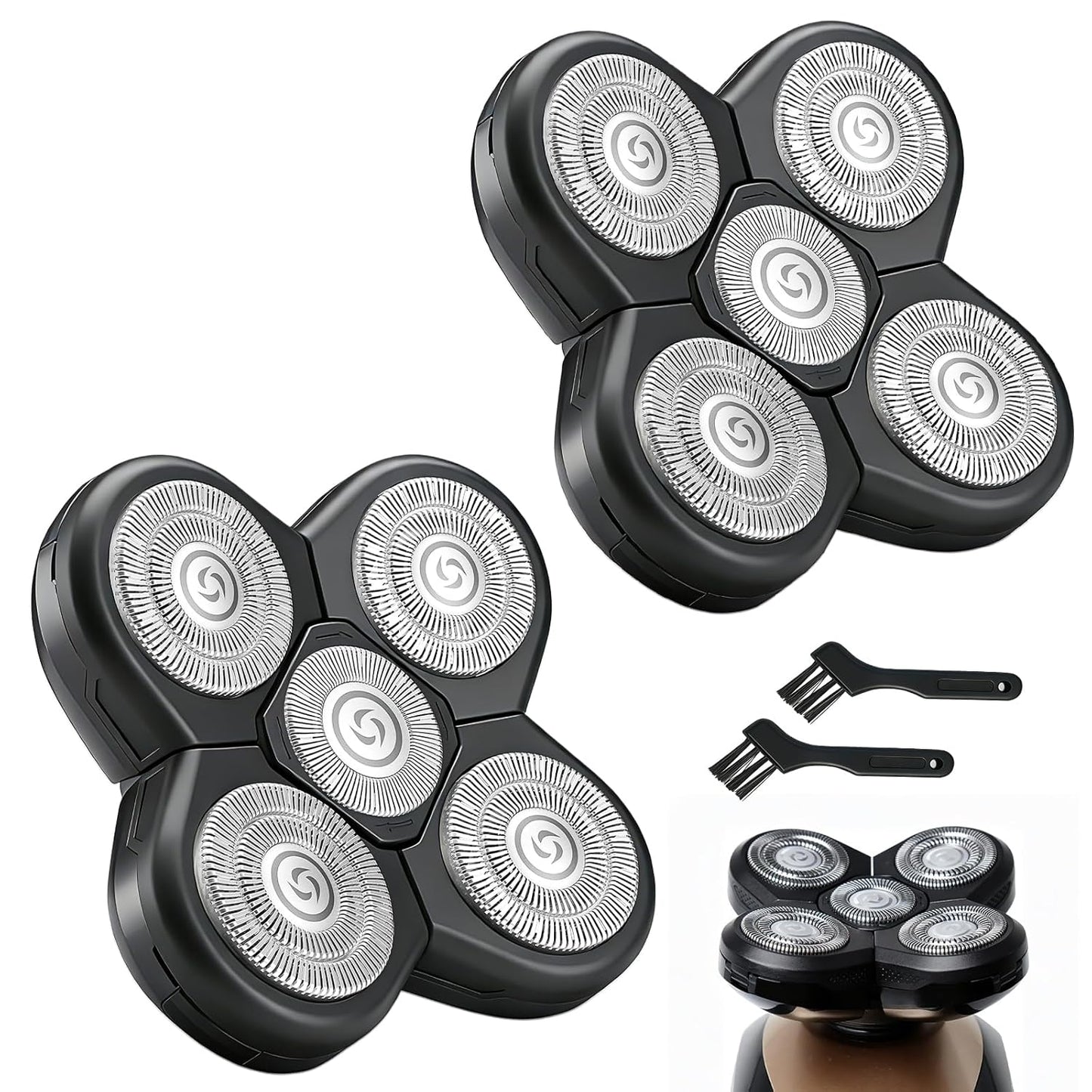 5 Head Shaver Replacement Blades - Compatible Electric Razor Heads for Bald Men | Head & Face Shaving