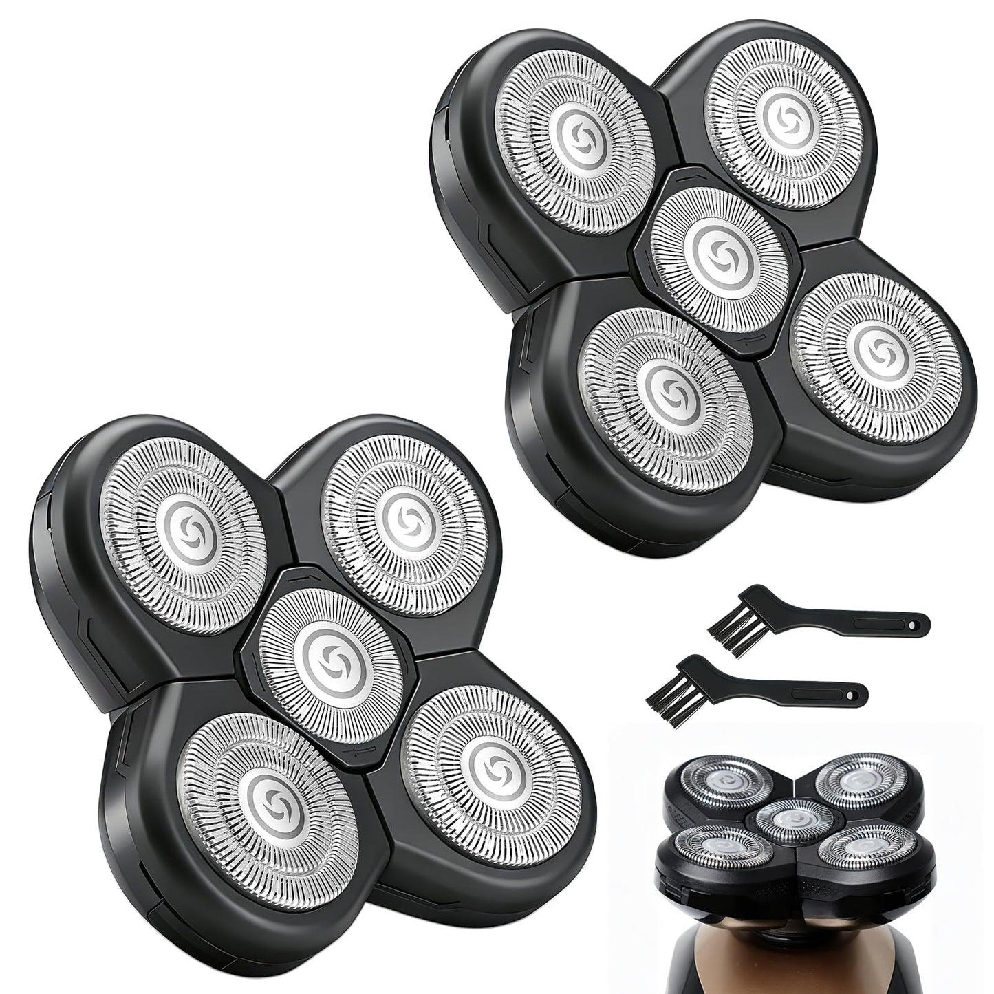 5 Head Shaver Replacement Blades Compatible with Freedom Head Shaver Kit - Electric Razor Heads for Bald Men, Head & Face Shaving