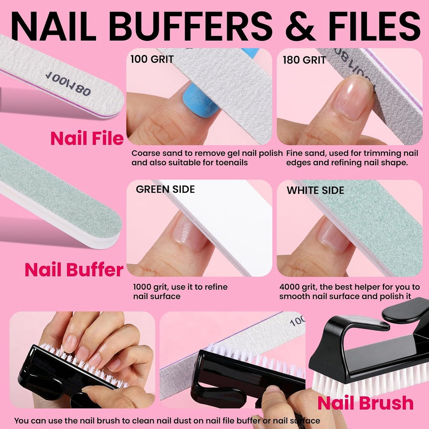 Nail Remover Kit - Complete Soak Off Tools Set with Clips, Wipes, Cuticle Nippers & Buffers | Gel Polish Remover