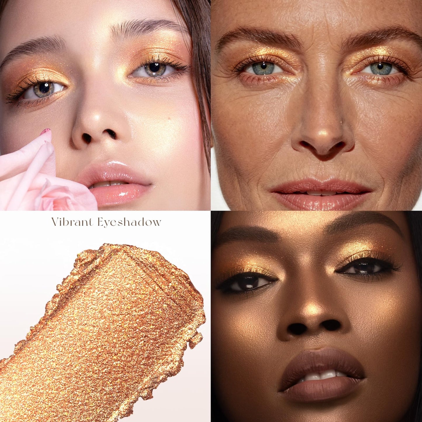 Noerrors Amber Brown Gold Cream Shimmer Eyeshadow Palette, Duochrome Natural Fresh Satin Glossy Finish, Wet Mashed-Potato Bouncy Texture, Pigmented Sparkle Neutral Metallic Glitter Eye Shadow Makeup