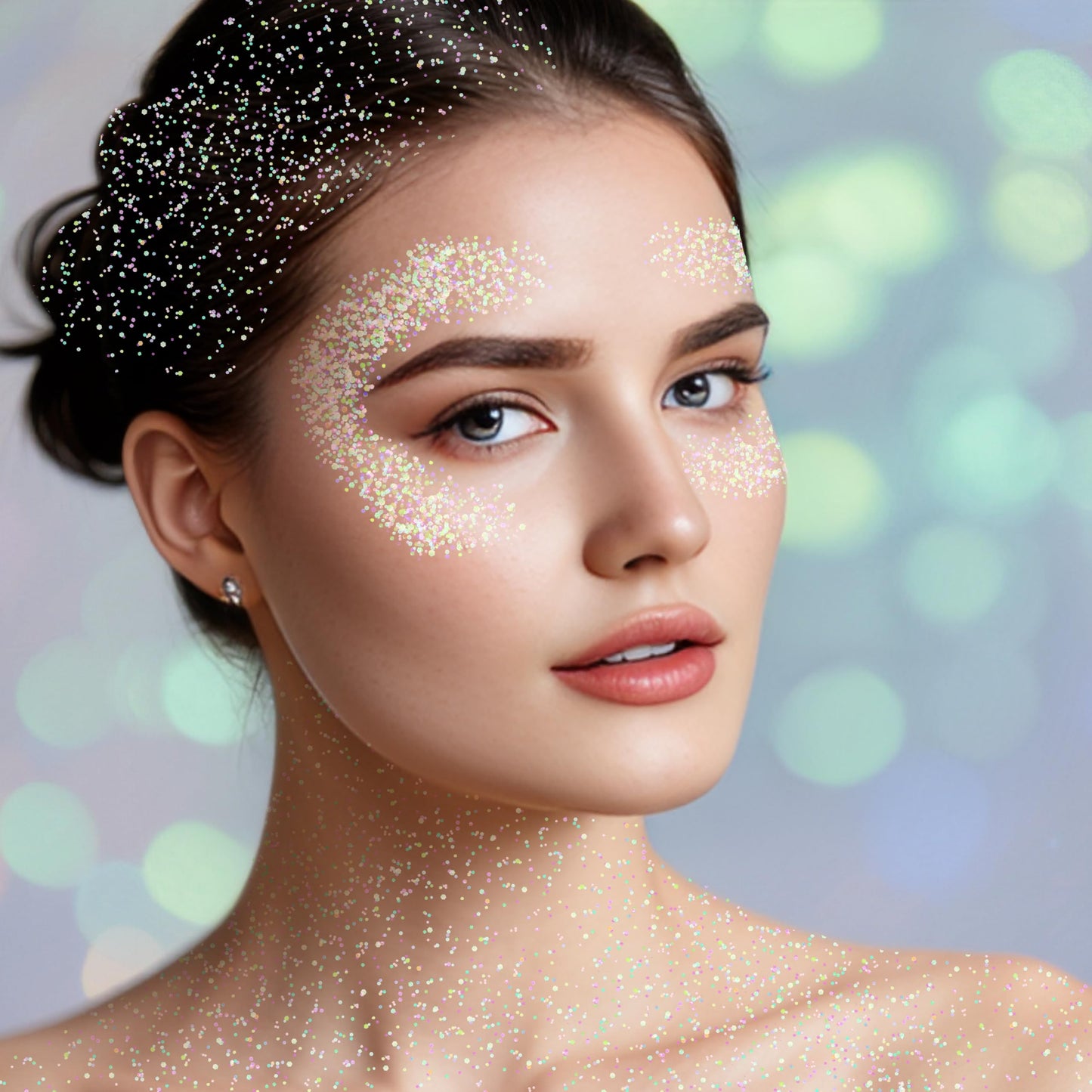 MEICOLY Clear White Hair Glitter Stick,Body Glitter Stick for Women,Sparkle Glitter Fairy Makeup,Waterproof Mermaid Costume Face Glitter,for Party Rave Festival