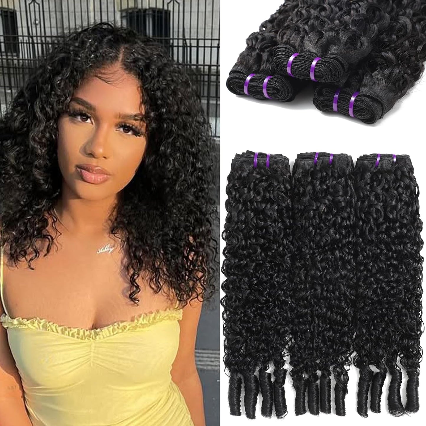 Burmese Curly Hair Bundles - 100% Unprocessed Virgin Remy Hair | 20, 22, 24 Inch Natural Color Extensions for Women