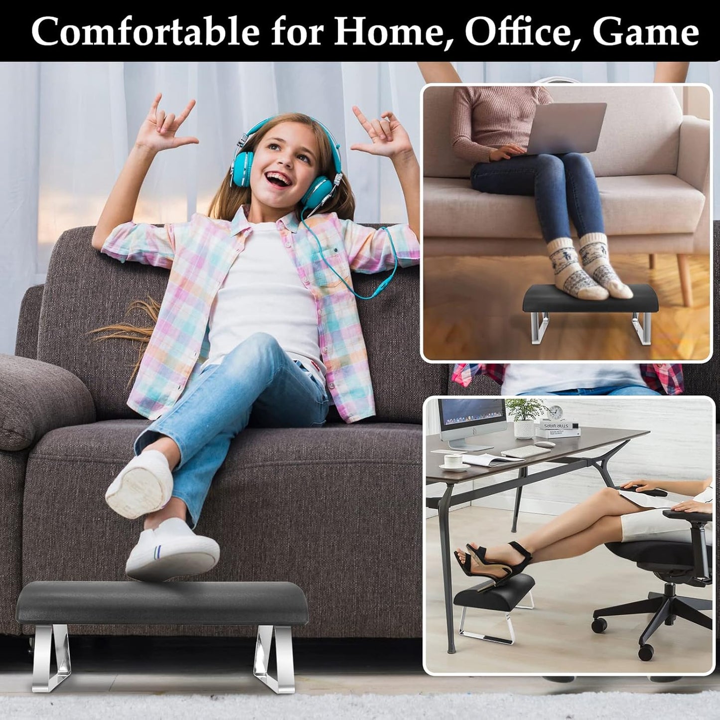 Ergonomic Waterproof Footrest - High Elasticity Under Desk Support | Black