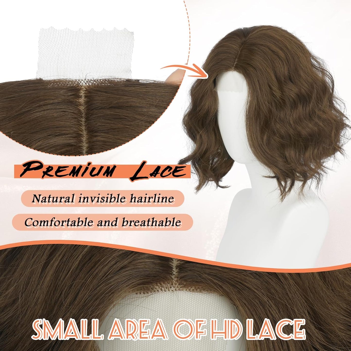 Blonde Bob Wig for Women - Lace Front Short Soft Wavy Curly Synthetic Hair | 11 Inch Natural Look