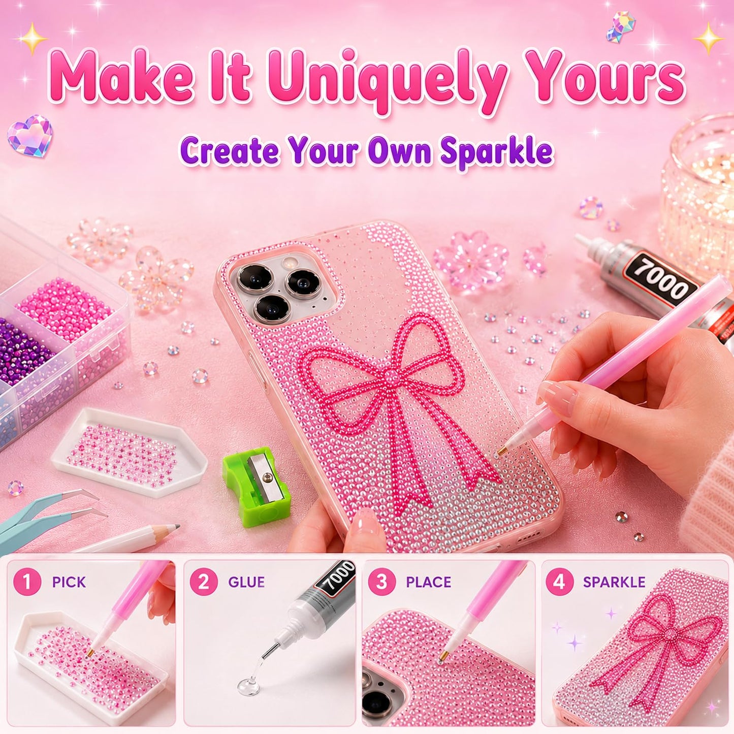 Redtwo 40000Pcs Resin Jelly Rhinestones for Bedazzling, 3mm Multicolor Flatback Rhinestones, Bedazzling Kit with 4Pcs Jewelry Glue and Tools, Bedazzler Kit for Crafting Book Clothes Makeup Shoes