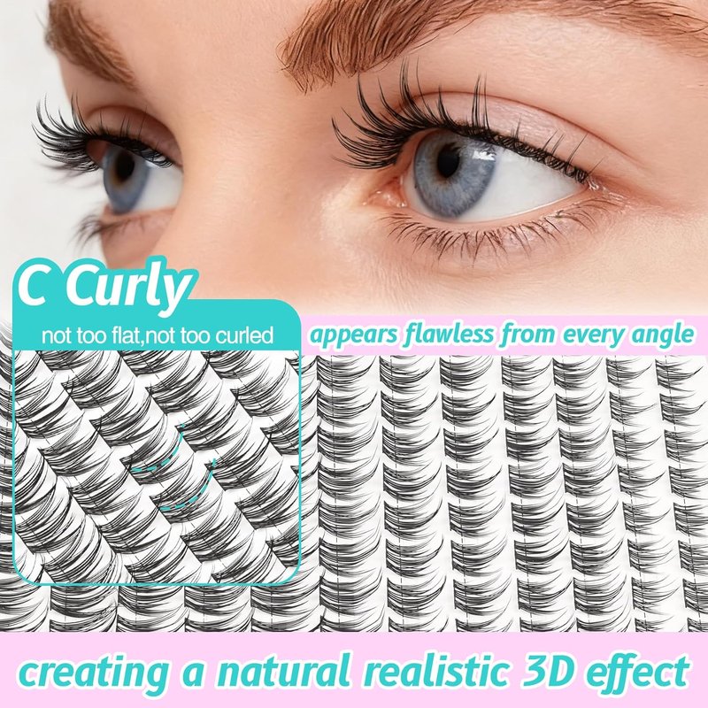 Manga Lash Clusters Kit - 8-16mm C Curl Natural Wispy Eyelashes | 108pcs Individual Lashes with Bond, Seal Remover & Tweezers