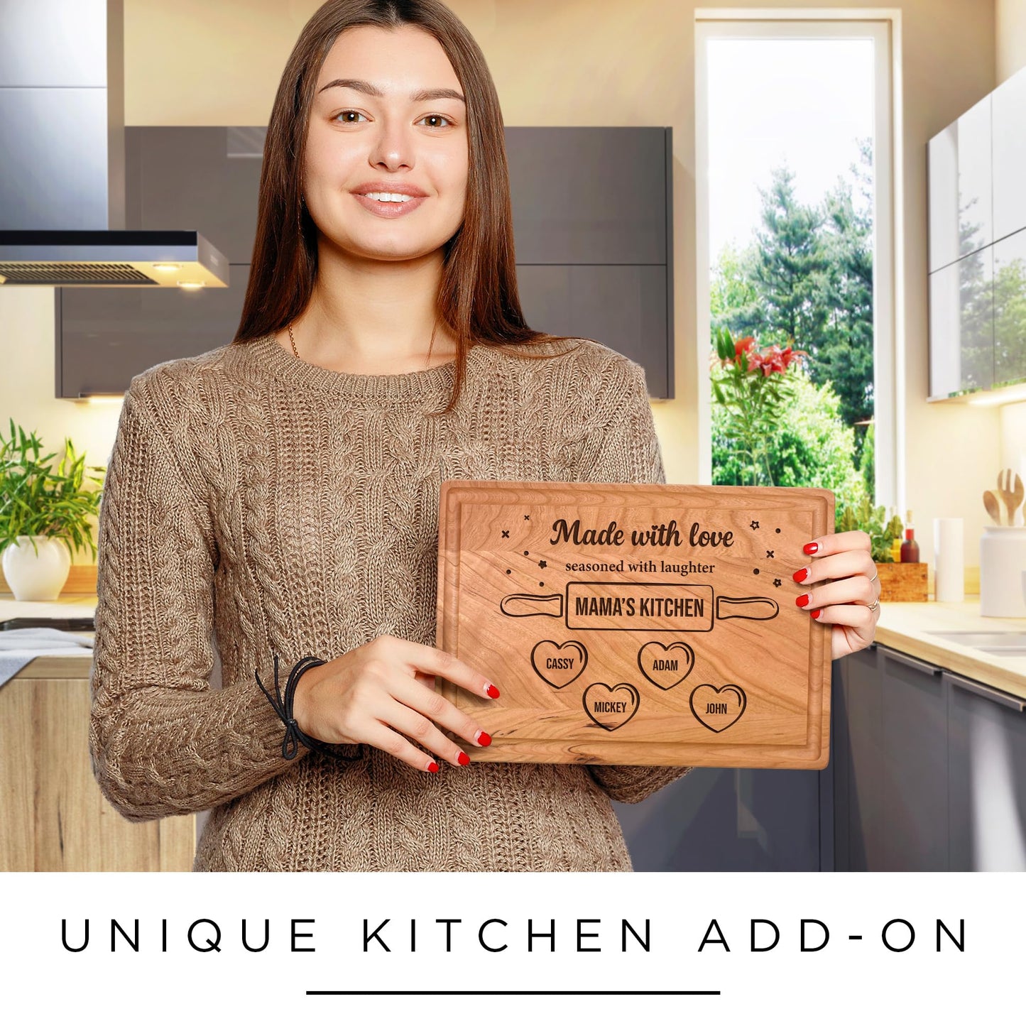 Personalized Cutting Board Gift for Mom, Grandma, Grandmother, Birthday Gift, Custom Name Engraved Mother's Day Home Decor - Crafted With Love Engraved in USA by My Sign Center