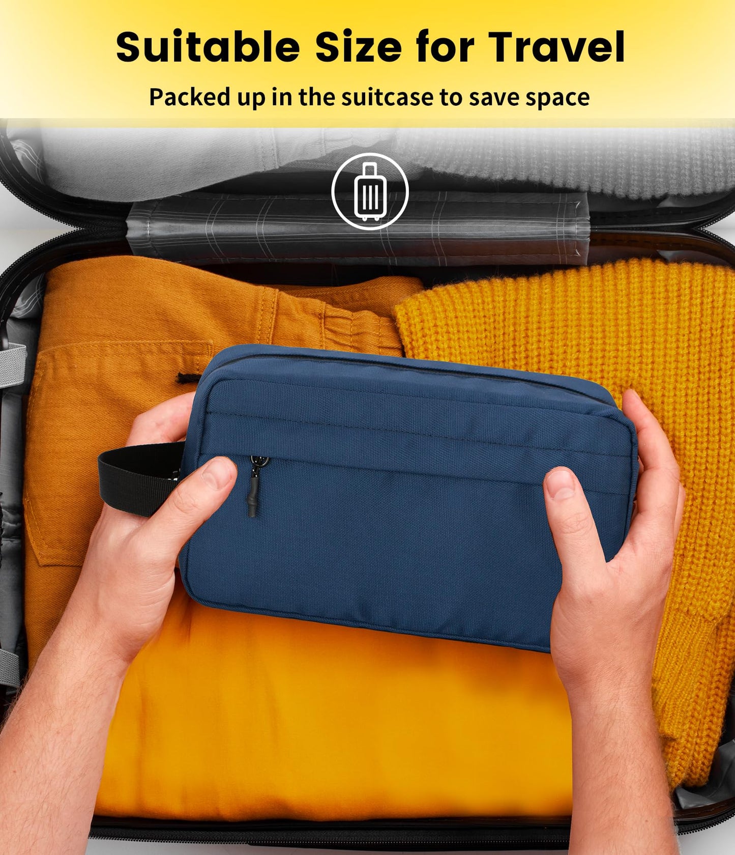 Vorspack Travel Toiletry Bag for Men - Hanging Toiletries Bag Water Resistant Travel Bag for Toiletries Accessories - Navy Blue