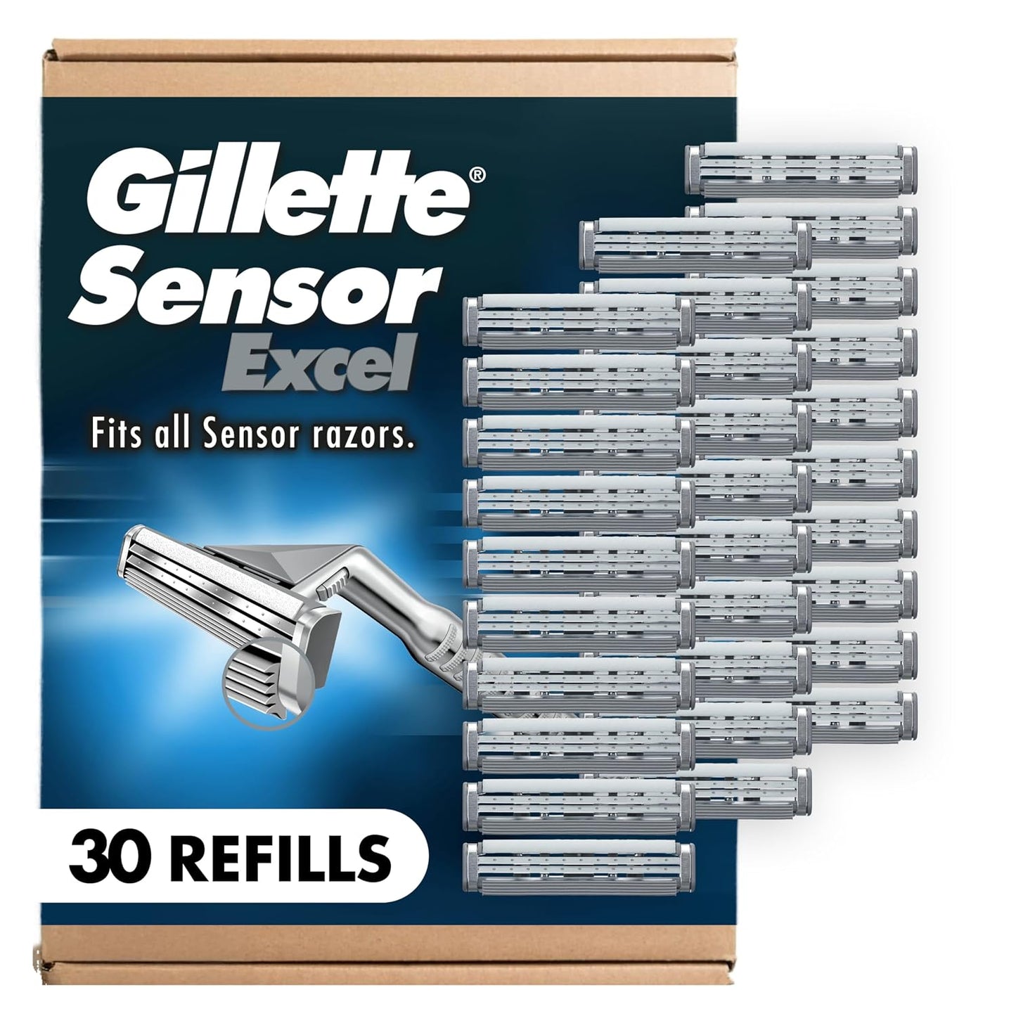 Gillette Razor Blade Refills - Sensor Excel for Men, 30 Count | Precision Shaving Blades