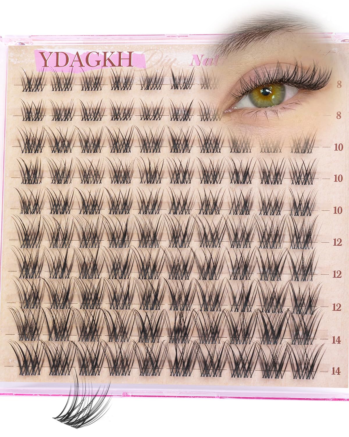 Natural Eyelash Clusters - Short Spiky Wispy Extensions 8-14mm | Ultra-Thin Band C Curl DIY Lashes