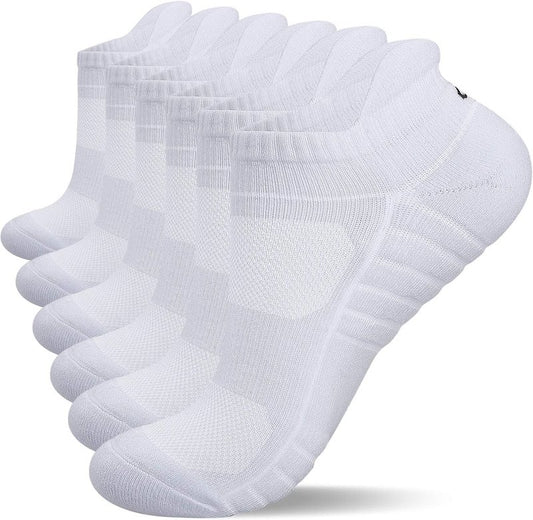 Lapulas Athletic Running Ankle Socks - Cushioned Anti-Blister Tab Sports Socks for Men & Women | 6 Pairs