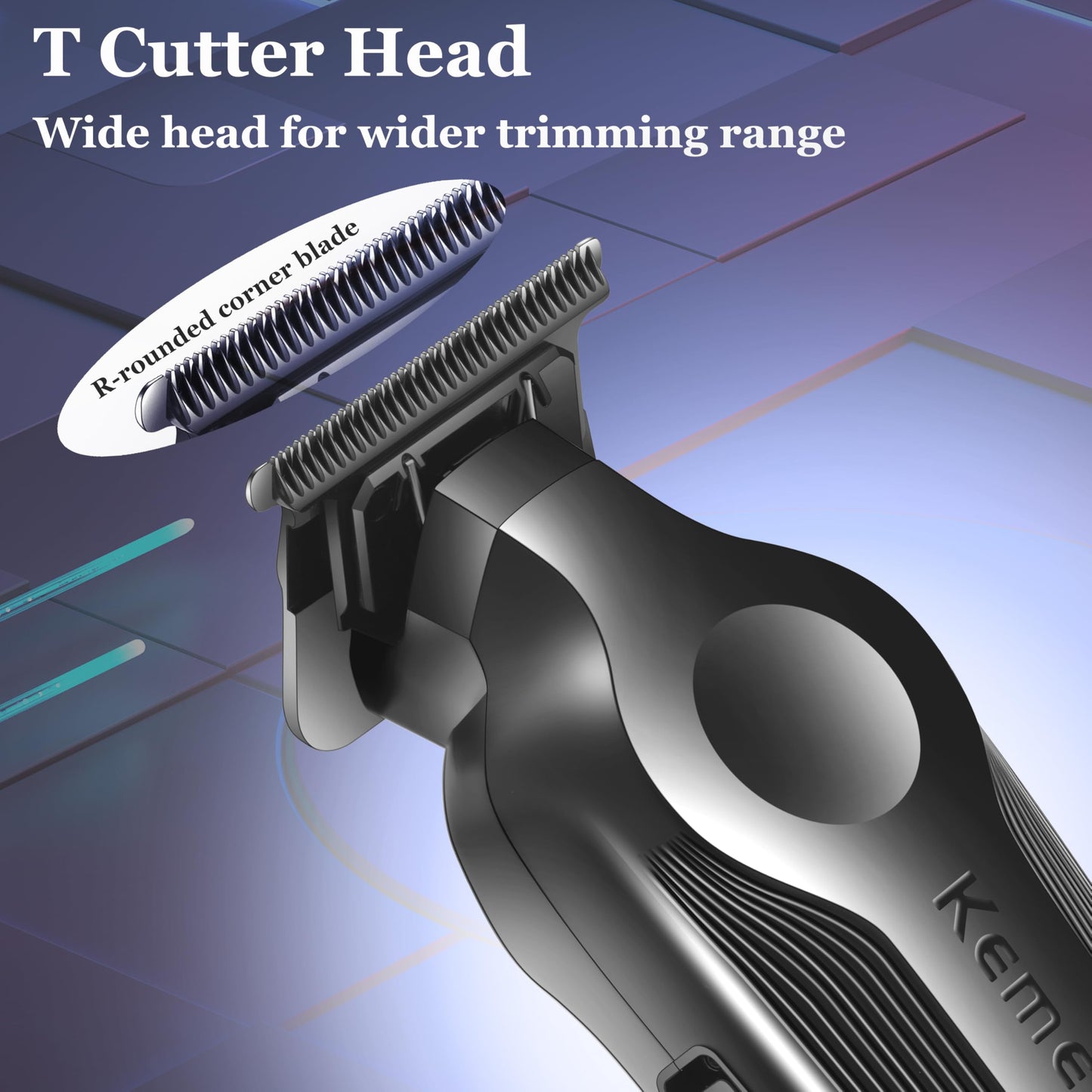 KEMEI Hair Trimmer for Men, Zero Gapped Cordless Hair Clippers Beard Trimmers with T Blade, Rechargeable Barber Clipper with LED Display, Black