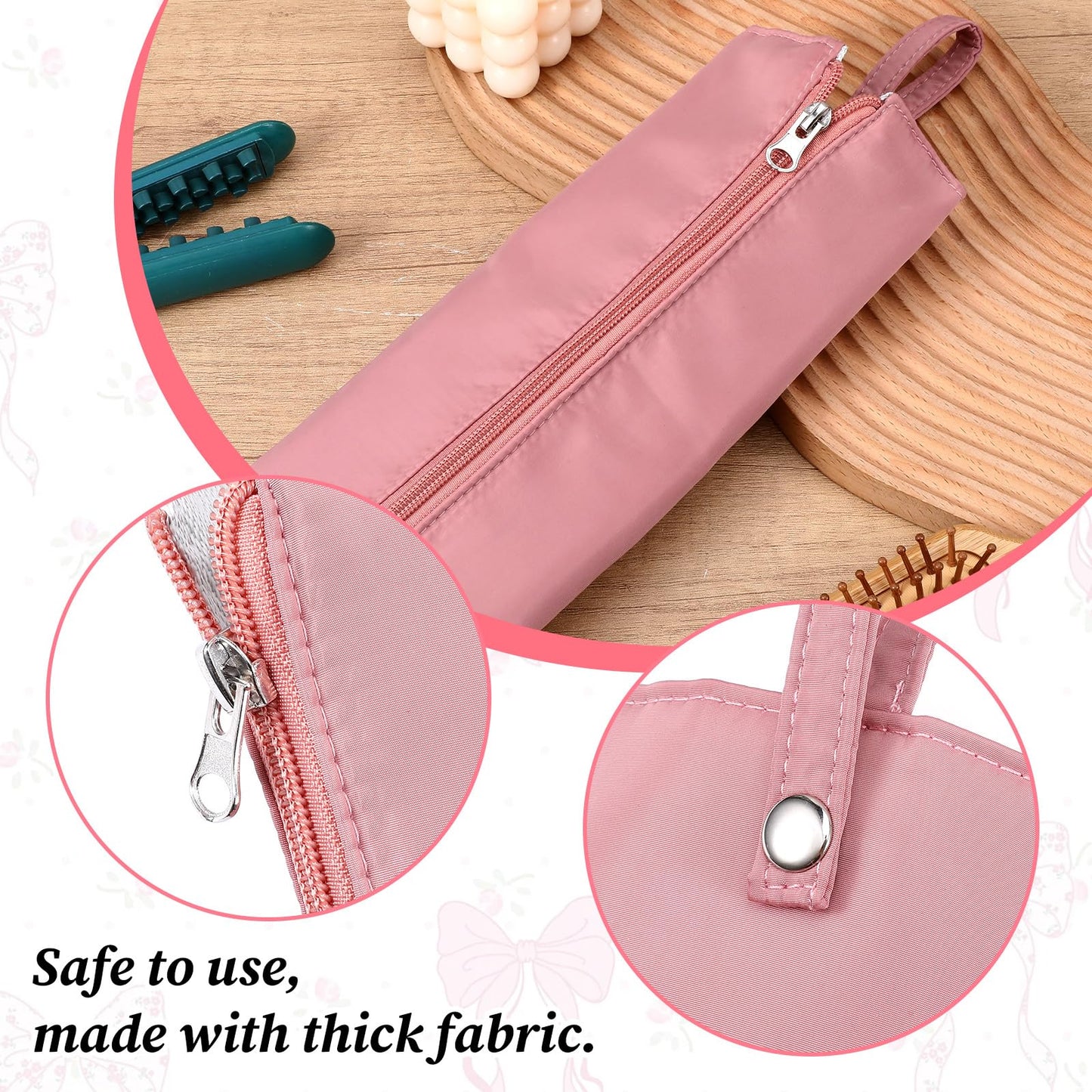 Gsbnjuy Hot Iron Holder Hot Tools Organizer Heat Resistant Mat Case Portable Hair Styling Tools Cover Pouch Hair Straightener Travel Bag with Zip for Curling Flat Iron Home Travel Pink