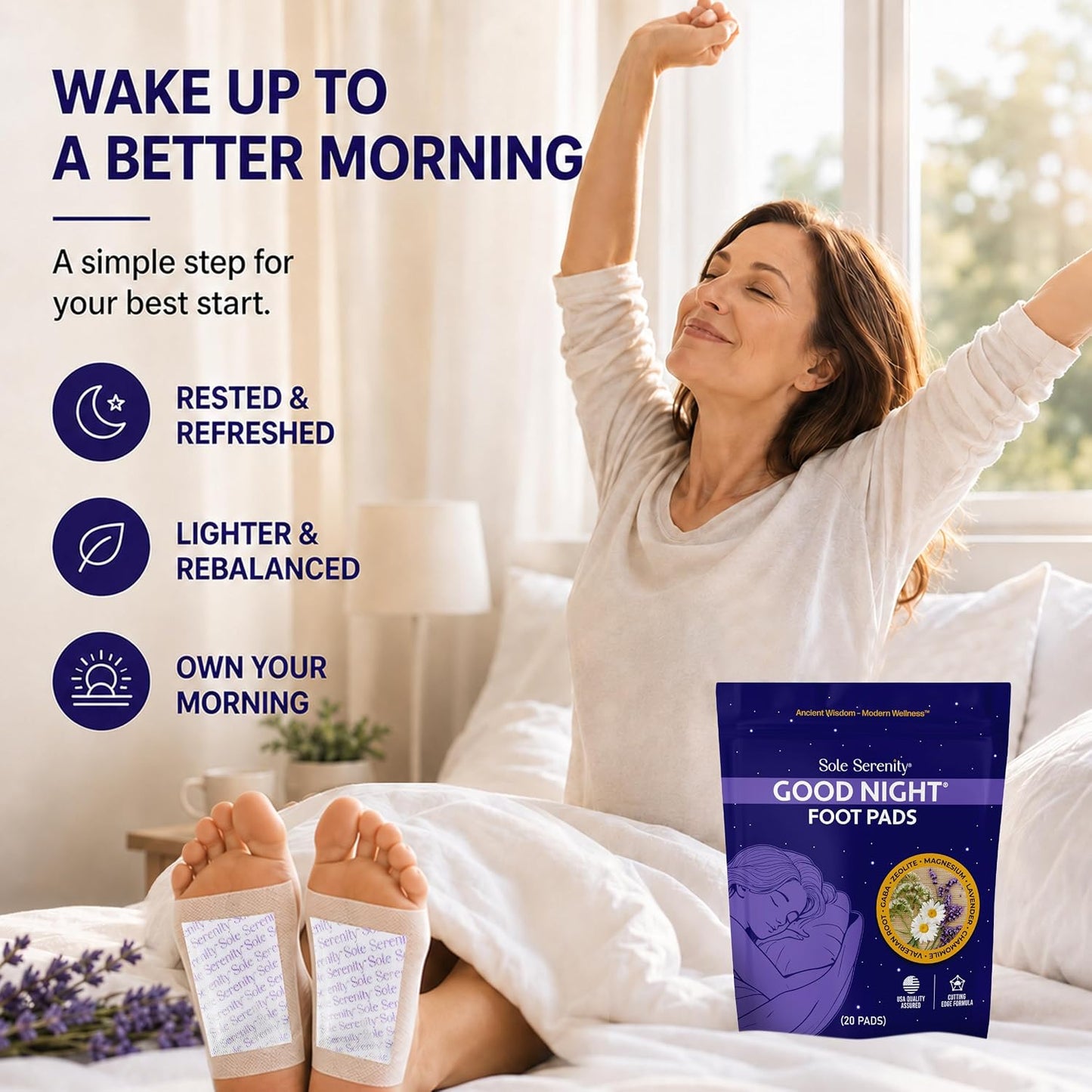 Good Night Foot Pads - Herbal Blend for Achy Feet Relief | No Prep Required