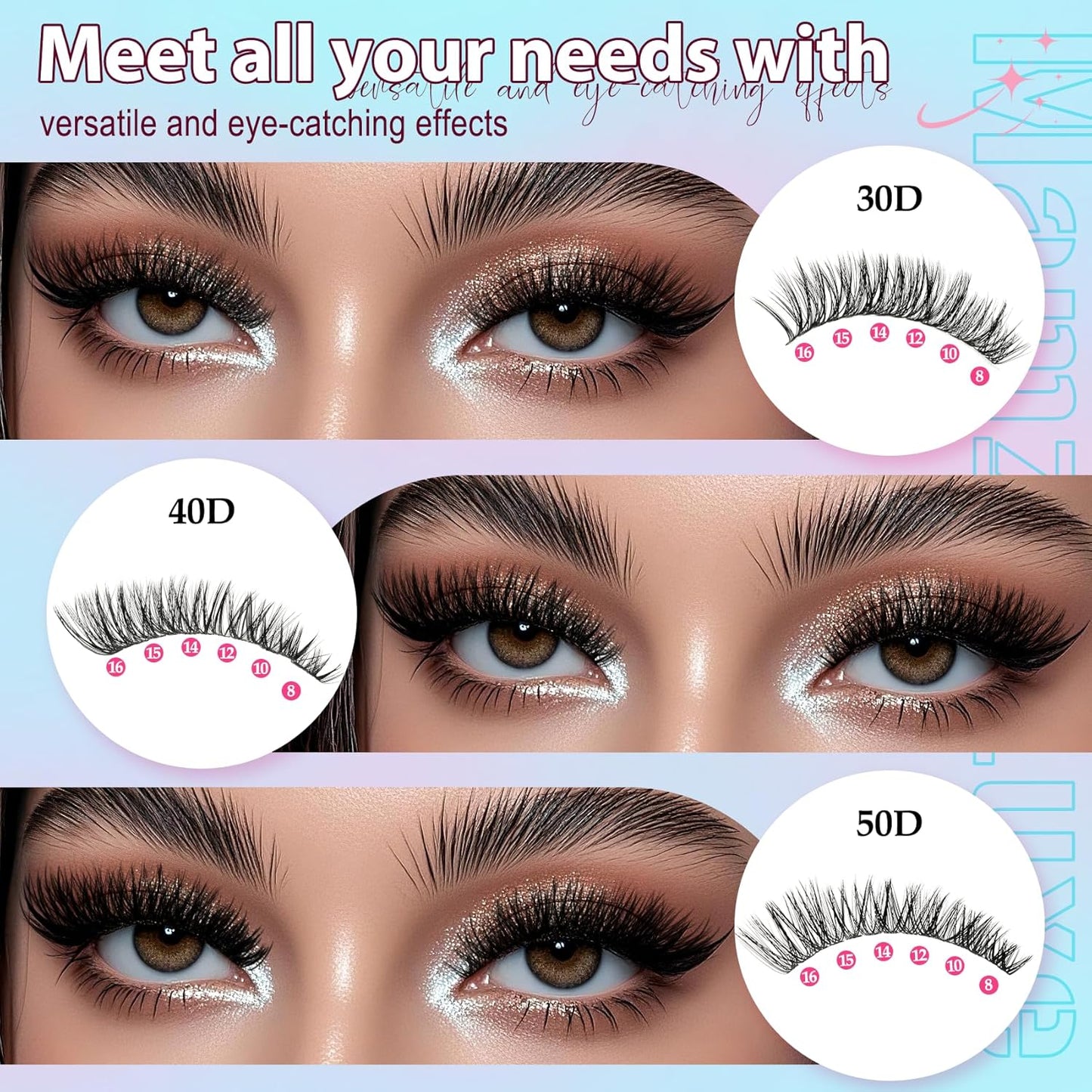 Lash Clusters Kit - 708 Pcs Individual Eyelash Extensions | 30D-100D Wispy Lashes with Bond, Seal & Tweezers - 10-16mm Mix