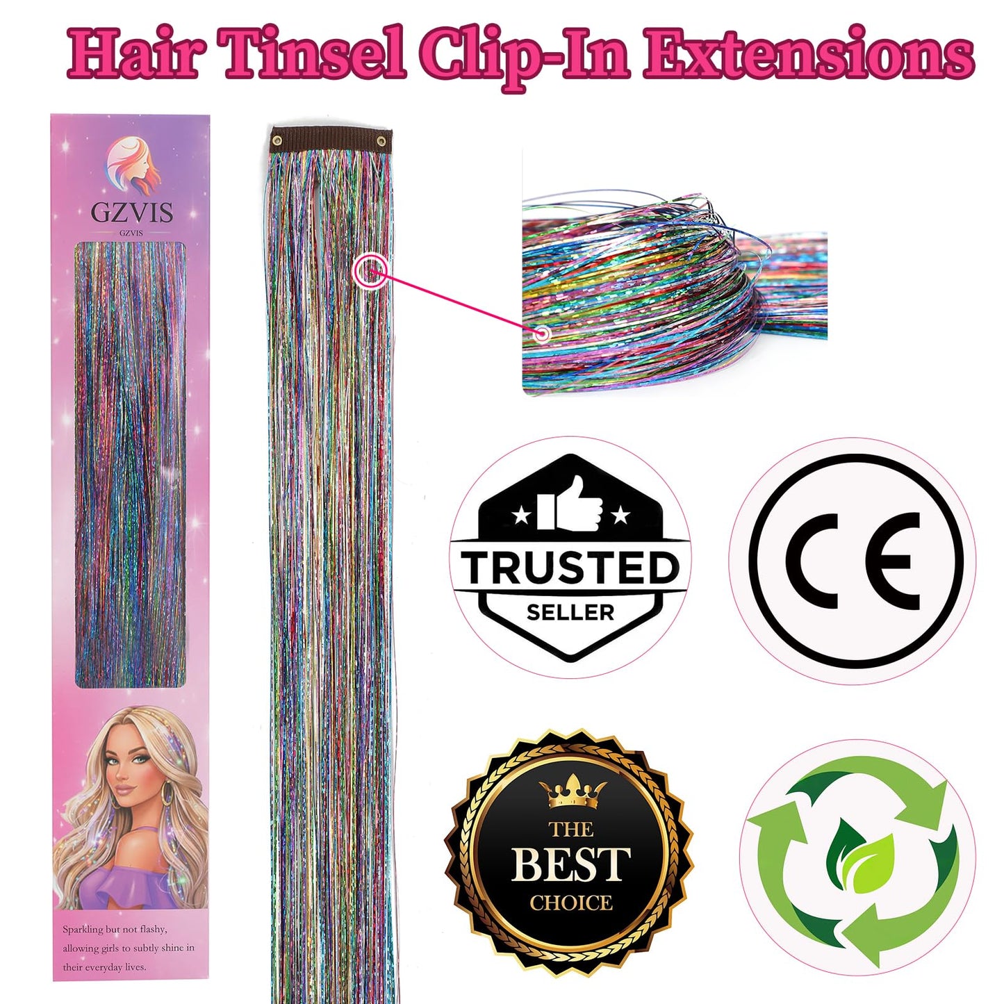 Clip In Hair Tinsel Extensions for Party Festival Gift Hair Accessories