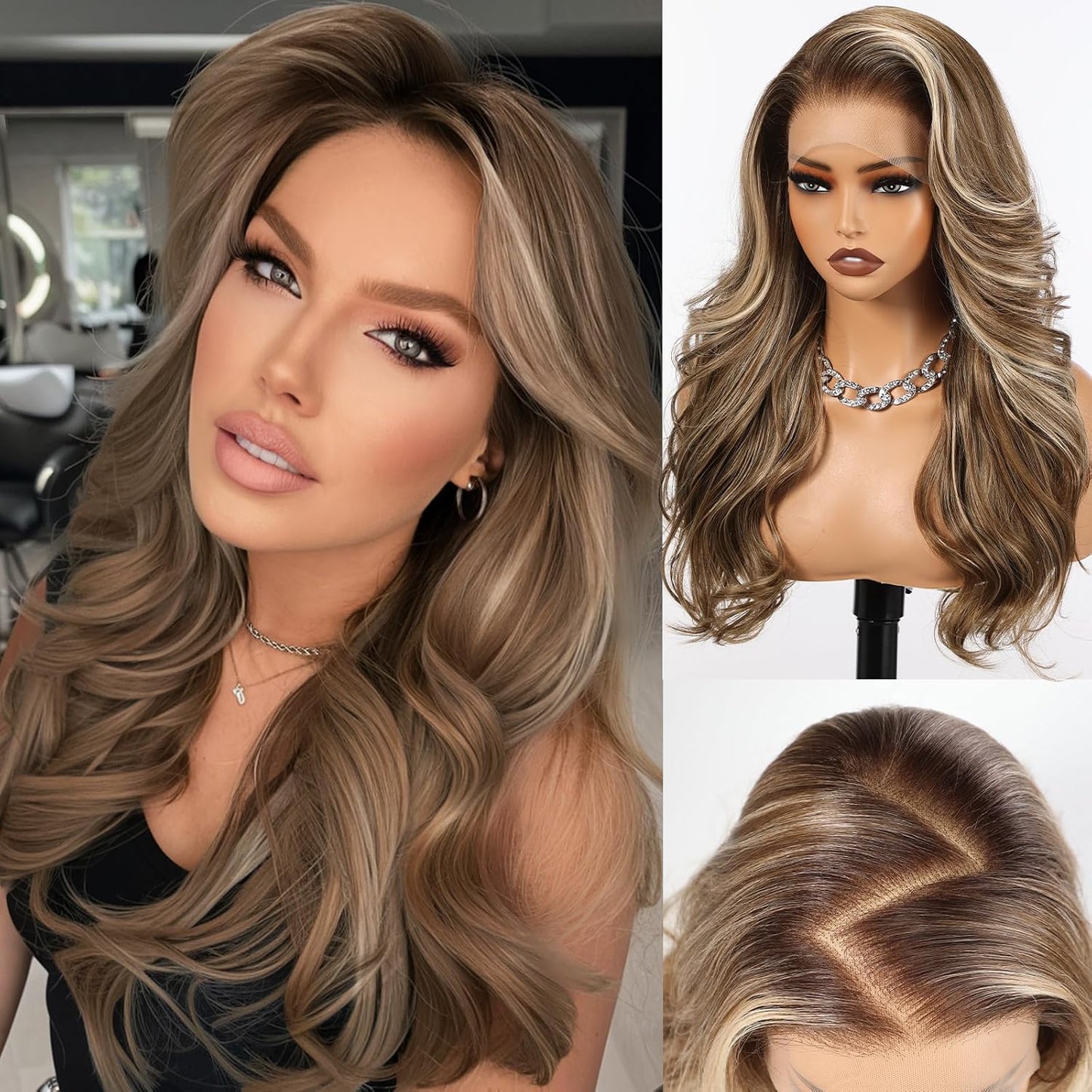 HAIRCUBE 13X4 HD Ombre Blonde Synthetic Lace Front Wig - Glueless Curly Design for Natural-Looking Hair