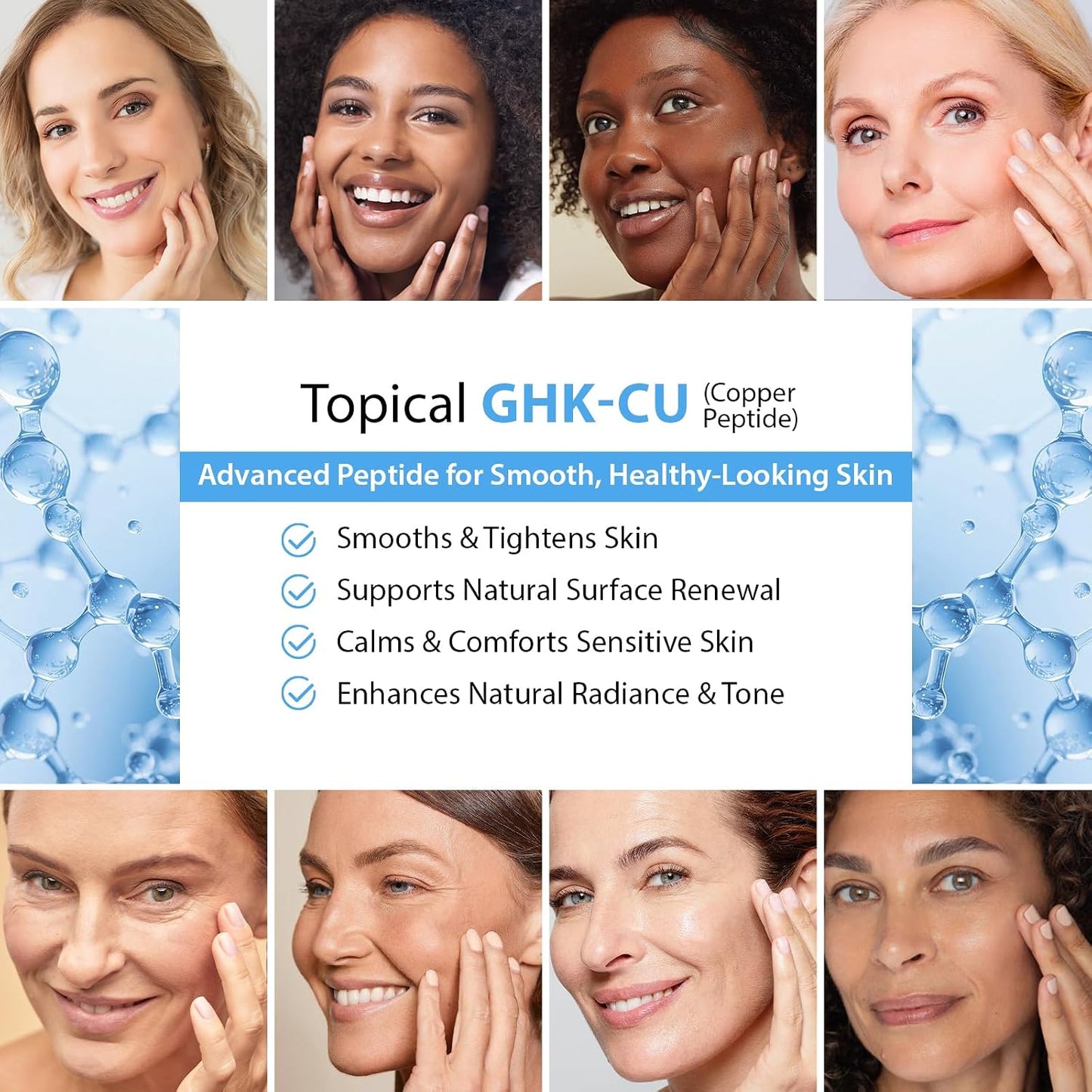 Copper Peptides GHK-Cu Cream - 2.1oz | Antioxidant Face & Body Balm for Mature, Dry Skin | Infused with Manuka Honey & Beef Tallow