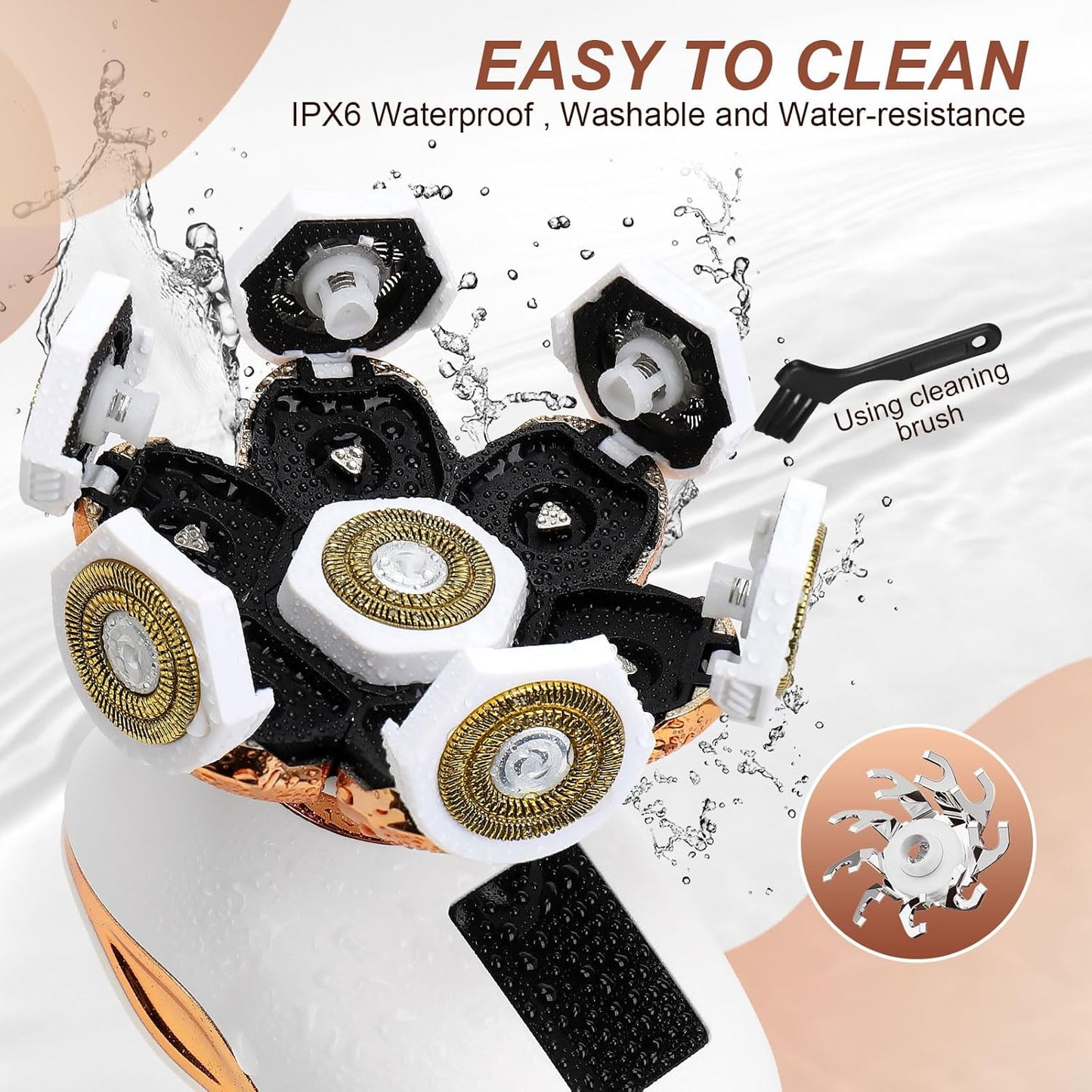 2-in-1 Electric Razors for Women - Wet/Dry Rechargeable 7D Rotary Shaver | Water-Resistant Grooming Kit for Legs, Face & Bikini