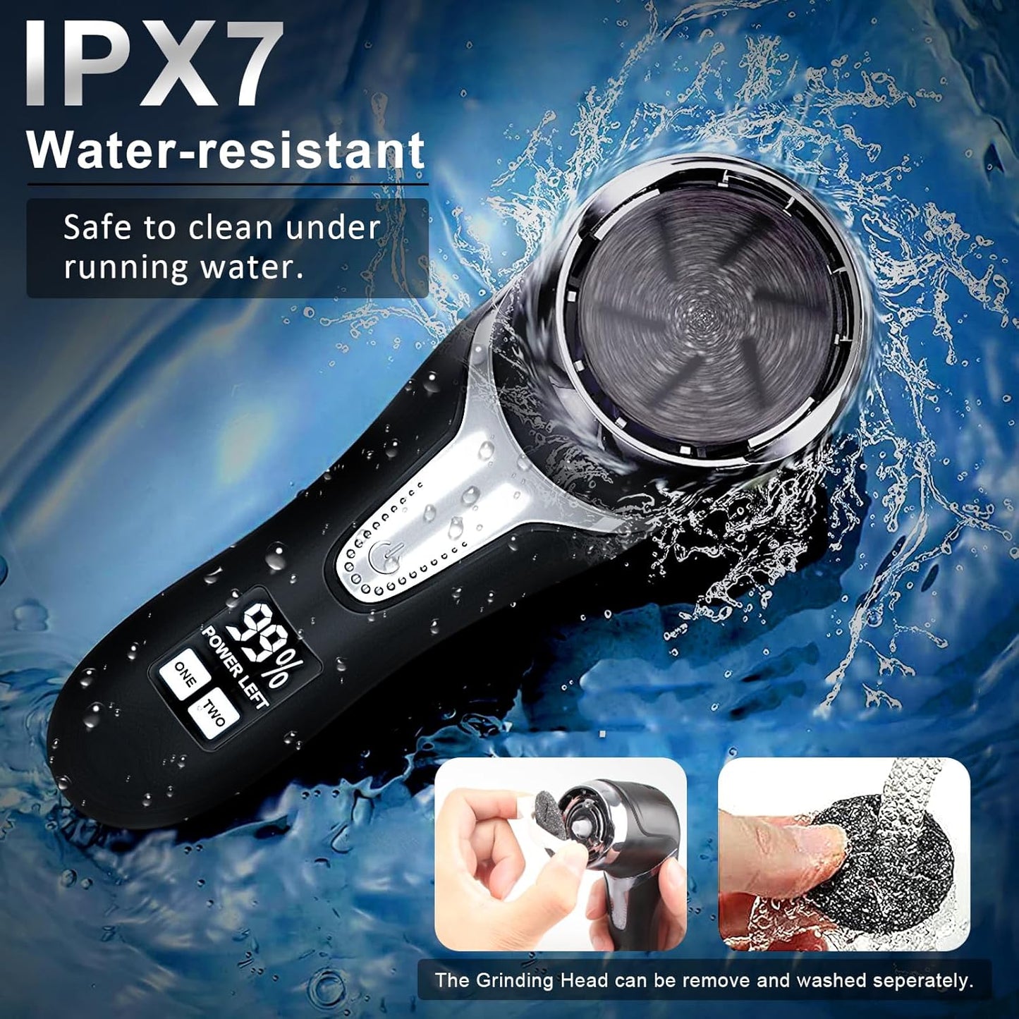 Electric Callus Remover - Portable Rechargeable Foot File with Dander Vacuum & LCD Display | Waterproof Pedicure Kit