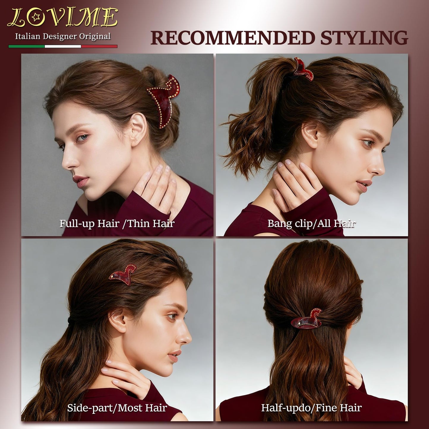 LOVIME Red Hair Clips for Women Premium, Small Hair Barrettes for Women Thin Hair, French Hair Barrettes No Slip for Birthday Gifts for Mom with Gift Box