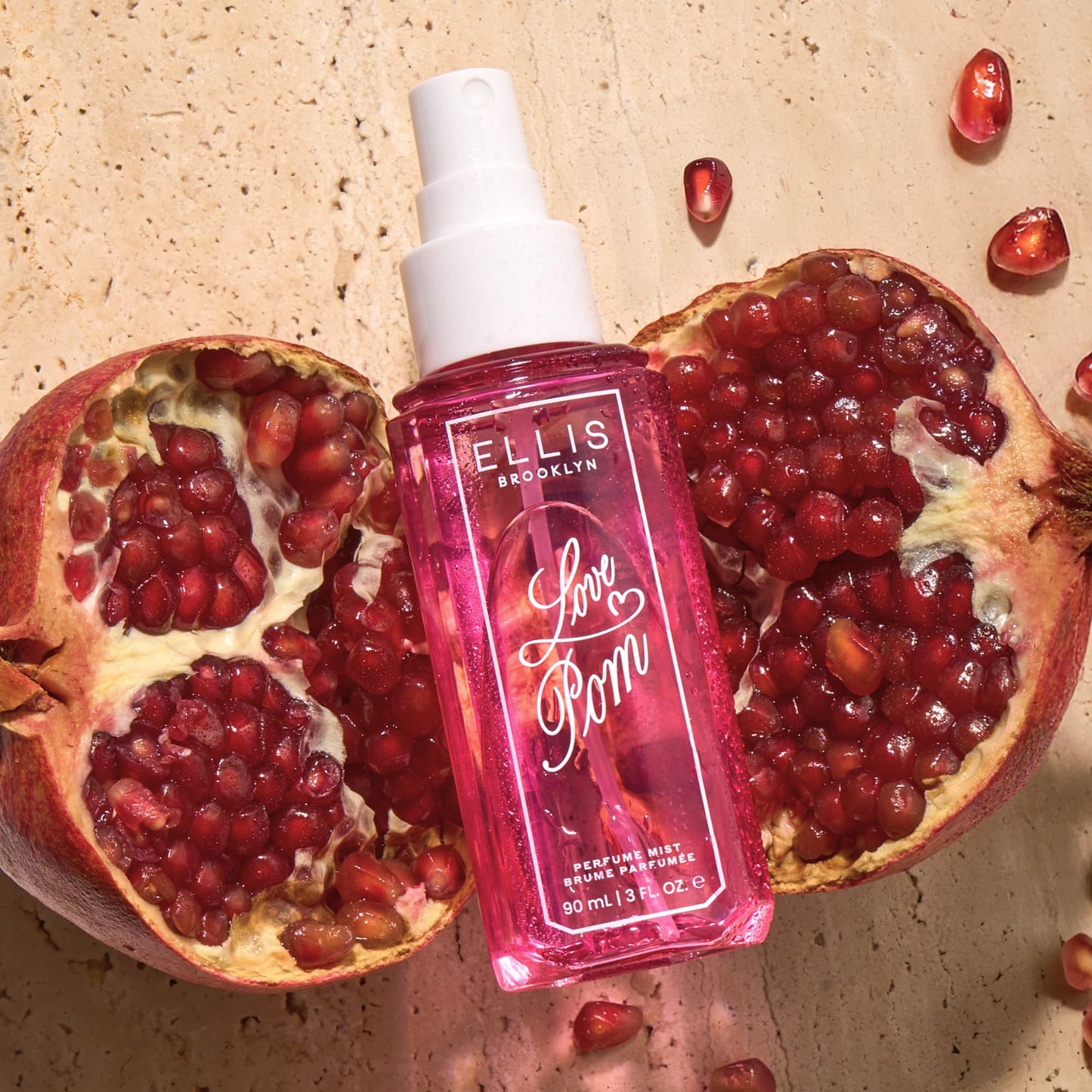 Ellis Brooklyn LOVE POM Perfume Mist, Fruity Floral Fragrance with Pomegranate Juice, Strawberry & Pink Jasmine, Vegan Perfume, Made In The USA, 90ml/3 fl oz