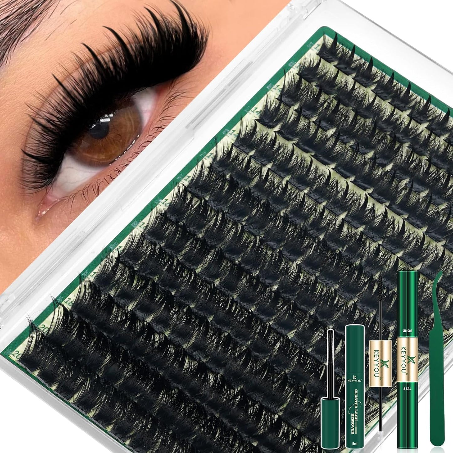 Manga Lash Clusters Kit - 200D Wet Look Anime Lashes | 12-20mm Wispy Fluffy Individual Lashes for Cosplay & Daily Makeup
