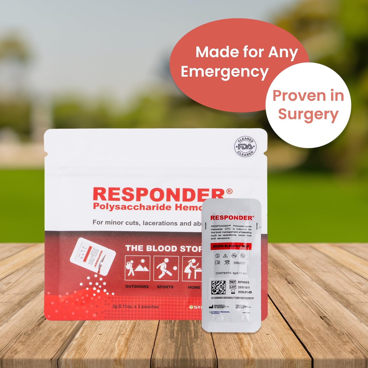 Responder First Aid Powder- FDA Cleared for Wound Care,Plant-Based,Instantly Stops Bleeding for Cuts, Scrapes and Survival Equipment
