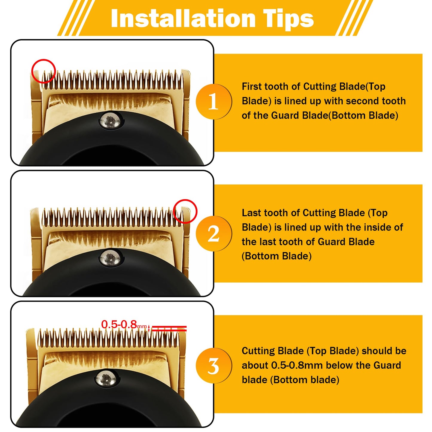 Blade Fit for Wahl Clipper Blades Replacement, Precision 2 Holes Adjustable Parts Compatible with Wahl 5 Star Series Replacement Blades, for Magic Clip, Color Pro, Senior, 9200/8000/7000/6000/5000